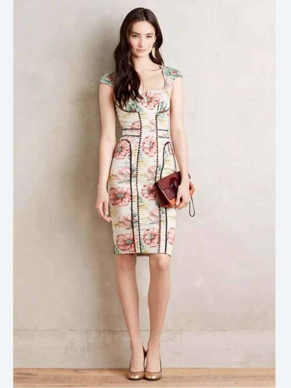Byron Lars Beauty Mark Floral Brocade Garden Sheath Dress 6 Petite